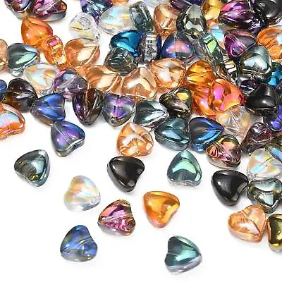 100x Glass AB Color Crystal Heart Bead For Bracelet Making Jewelry DIY Craft • $8.64