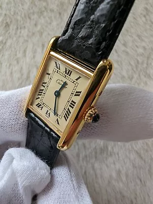 Cartier Watch Must Tank Ivory Dial Roman Index SM Women Quartz Battery Replaced# • $1789