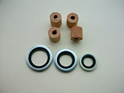 SET 4 PETROL TAP CORKS Genuine Cork Ewart's. ClassicBike + Dowty Washers • £5.50