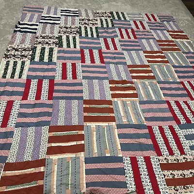 Stunning Handmade Retro  Quilt 72  X 79 Christmas Colors Early American Style • $175