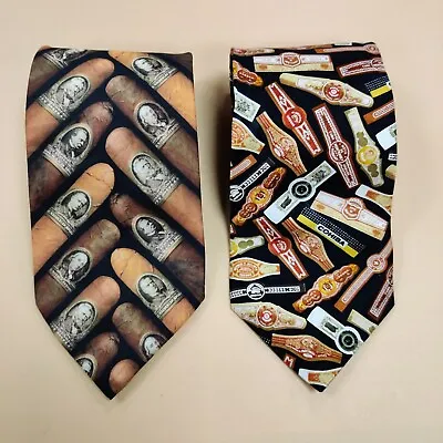 Vintage Ralph Marlin Novelty Ties Silk Cigar Bands Polyester Cigar Money Band • $10