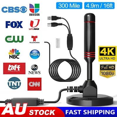 TV Antenna Digital 300 Mile Range HDTV Amplifier Signal Booster Indoor Outdoor • $15.68