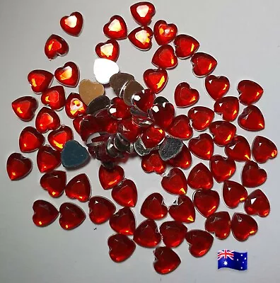 200pcs 6mm Flat Back Red Rhinestone Hearts Decoration Craft/Nail Art #63 • $3