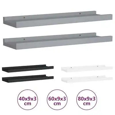 2x Picture Frame Ledge Shelves MDF Wood Shelf Multi Colours Multi Sizes VidaXL • £14.99