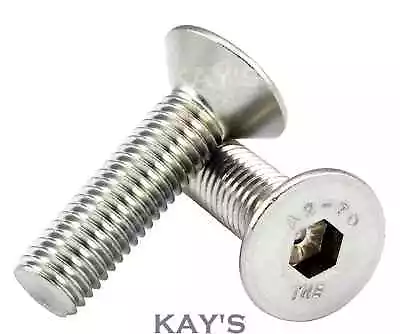 M4 M5 M6 M8 M10 Countersunk Bolt Csk Allen Key Socket Screws A2 Stainless Steel  • £2.85