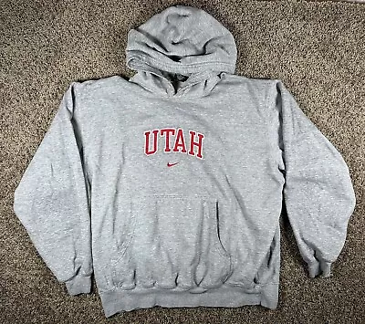 Vintage Utah University Utes Center Swoosh Check Nike Hoodie Size XL Y2K Boxy • $29.99