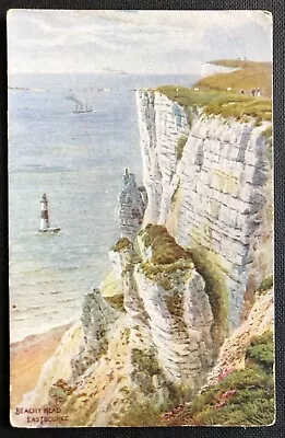 Beachy Head Eastbourne Vintage Postcard Salmon 1912 Posted • £1.45