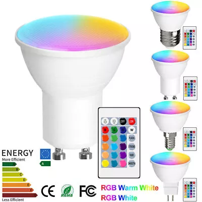 RGB E14 E26/E27 GU10 MR16 LED Light Bulbs Remote Colour Changing Dimmable UK • $9.86