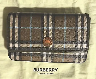 BURBERRY HAMPSHIRE Vintage Check E-CANVAS Crossbody Bag Olive Green New W/tags • $639