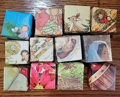 12 Vintage HomeMade Boxes From Christmas Cards 1-9/16 X1-9/16  To 2 X2  Small • $10