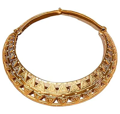 Vintage 80s ANNE KLEIN ETRUSCAN Lattice Gold Tone Bib Collar Necklace • $79.99