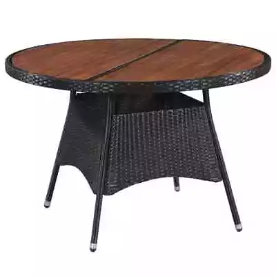 Outdoor Dining Table Poly Rattan Solid Acacia Wood 115x74cm/150x74cm VidaXL • $256.99