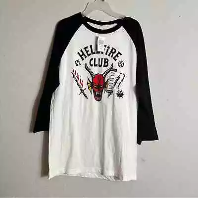 NWT Hot Topic Stranger Things Men's Hellfire Club 3/4 Sleeve Raglan Tee Medium • $20