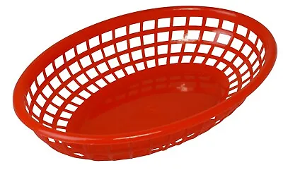 £9.95 • Buy Plastic Food Basket Red Oval Polyproylene Chips Basket 23cm X 15cm Pack Of 6