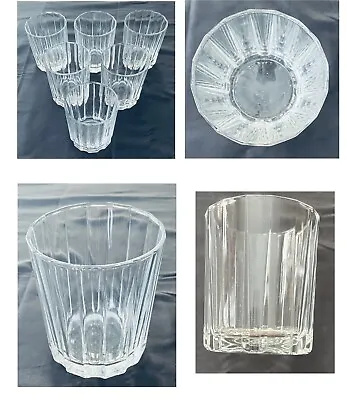 VINTAGE Italian Whiskey Glasses 8 Oz. Vertical Ribbed Clear 6-Piece Set • $36.88