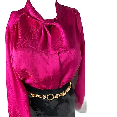 Secretary Satin Blouse With Bow Vintage Size 14 Career • $30
