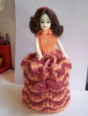 £12.50 • Buy Vintage Doll Knitted Toilet Roll Cover. Kitsch Retro Bathroom Decor.