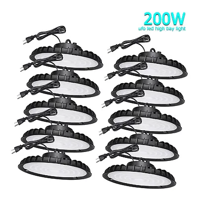 10 Pack 200W UFO Led High Bay Light Factory Warehouse Commercial Light Fixtures • $256.62