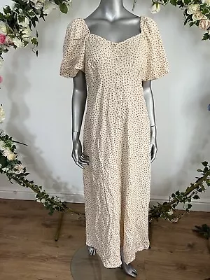 £12.99 • Buy Violet Romance Maternity Midi Dress Size 8 & 12 Beige Floral Button Front MJ10