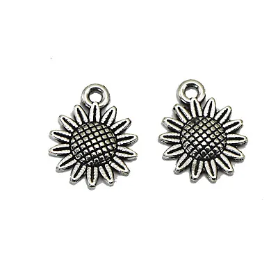 £4.43 • Buy 50 Tibet Silver Alloy Sunflower Charm Pendants 18mm DIY Charm Bracelet Necklace