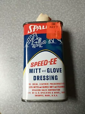 Vintage Spalding SPEED-EE Mitt And Glove Dressing Oil Can Baseball Tin FULL • $18