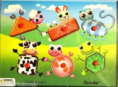 $12 • Buy FUN ANIMAL SHAPES 6 Pc Shaped Peg Wood Puzzle 11.5 X8.75  Educational Toy Wooden