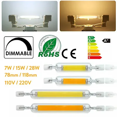 LED Dimmable R7S 7W 15W 28W 78mm 118mm Ceramic Glass Tube Light COB Bulb Lamp RD • $4.55