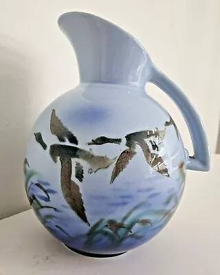 VTG Misty Morn Falcon Ware Falcon Ware Blue Flying Ducks Pitcher Made In England • $138.50