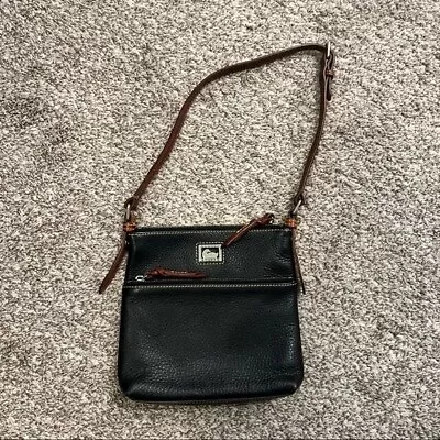 Dooney And Bourke Black And Brown Leather Dillen Letter Carrier Purse • $79