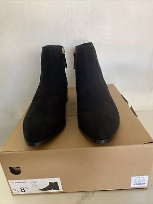 NEW In Box J.Crew Black Flat Ankle Boots Sueded Side Zip BT276 Size 8 1/2 8.5 • $49.99