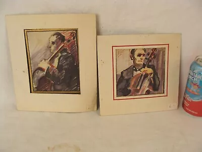 2 Antique John E Huszer Violinist Portrait W/C Paintings • $65