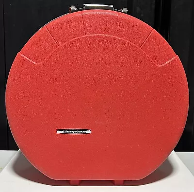 Vintage Round Red Starflite Suitcase Mid Century Luggage Circle Vintage  • $198