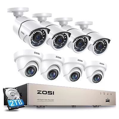 ZOSI 8CH 1080P Outdoor Security Camera System 5MP Lite CCTV DVR Kit 1/2TB HDD • $249.99