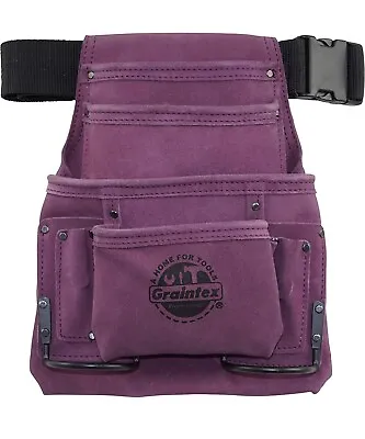 Graintex SS2123 10 Pocket Nail & Tool Pouch - Purple Suede Leather With 2” Belt  • $19.95