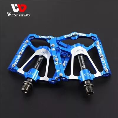 WEST BIKING Bicycle Pedals 3 Sealed Bearing Aluminum MTB Road Bike Pedal Blue • $26.98