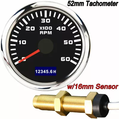 2  52mm Digital Marine Tachometer With Sensor M16 6000RPM For Car Boat Yacht     • $43.98