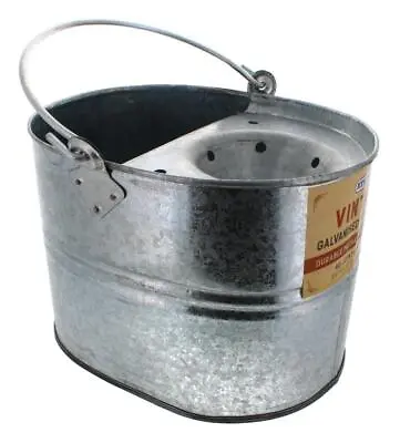 Heavy Duty Metal Mop Bucket Galvanised Strong Capacity For Cleaning Floor Head • £11.95