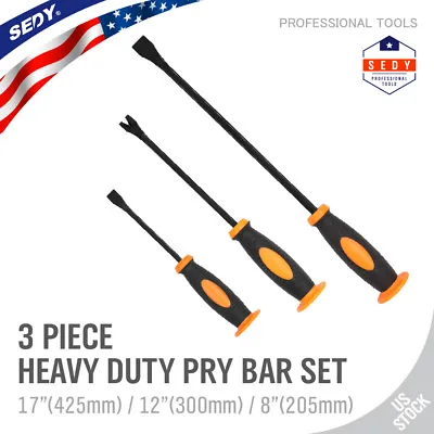 3 Curved Pry Bar Set Carbon Steel Crowbar Nail Puller Chisel 81217  Heavy Duty • $16.65