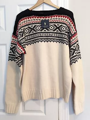 NWT Vintage Polo Ralph Lauren Fair Isle Hand Knit Lambswool Sweater Size XXL • $175