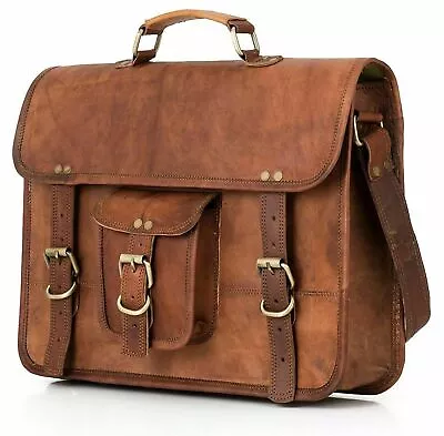 Men Leather Briefcase Laptop Satchel Shoulder Messenger Bag Brown • $134.02