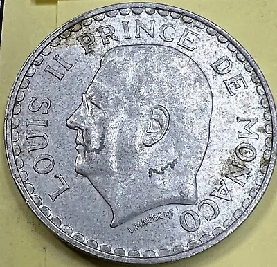1945 Monaco 5 Francs  Old Coin   Louis II. - FREE SHIPPING    Lot -# 72s15 • $3.50