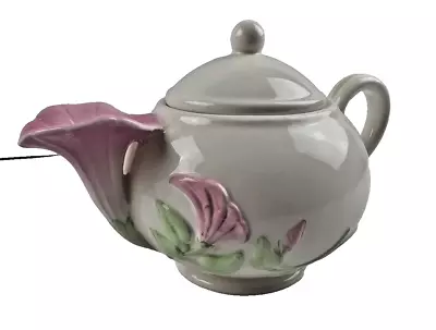 Vintage Collectible Teleflora Ceramic Teapot Pink Morning Glory Flower Spout 80s • $22.46