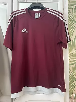 Mens Adidas Climalite Burgundy T_Shirt Large Activewear Running Top • £9.99