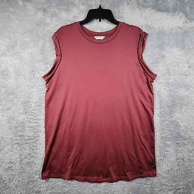 Miss Selfridge Shirt Womens 14 Burgundy Red Crew Neck Sleeveless Tunic • $16.99