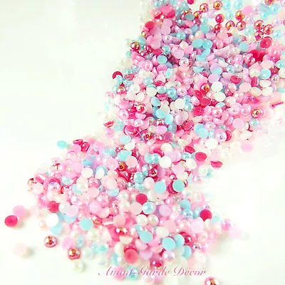 【ab】 Flat Backed Half Pearls - Assorted Size/color Nail Art Scrapbook Bead Craft • $3.79