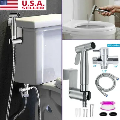 Stainless Bidet Sprayer For Toilet Hand Held Bathroom Shower Kit With T Adaptor • $26