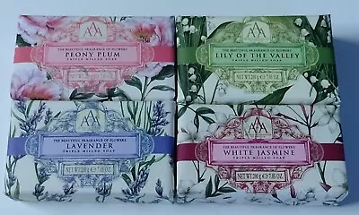 X 4 Aaa Luxury Soap 200g Bars. Peony Plum Lavender Lily Of The Valley Jasmine • £12.95