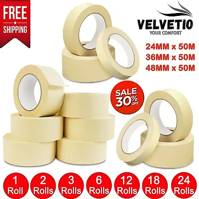 GENERAL MASKING TAPE 50MM - 25MM X 50M DIY CRAFT PAINTER EASY TEAR Fast Delivery • £4.99