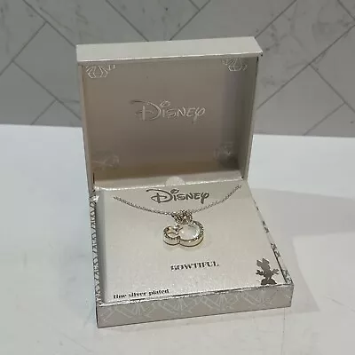 Disney Necklace Minnie Mouse Bowtiful Pendant Rose Gold Crystal Silver Plated • $14.99