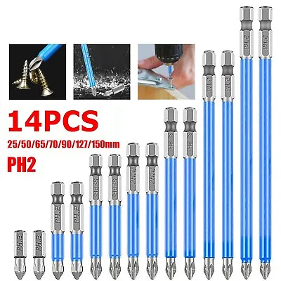 14x Magnetic Anti-Slip PH2 Impact Driver Phillips Screwdriver Drill Bit Tool Set • $8.99